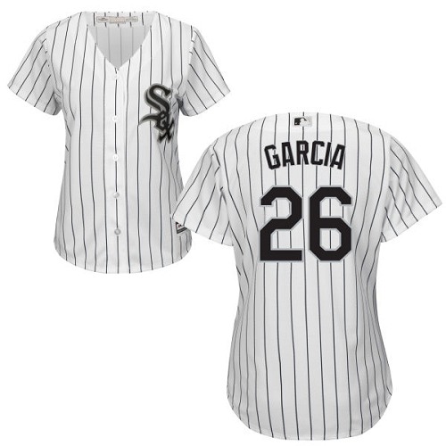 White Sox #26 Avisail Garcia White(Black Strip) Home Women's Stitched MLB Jersey